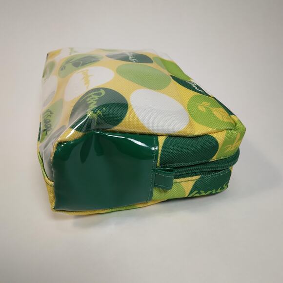 Lancome Cosmetics Small Zip-up Bag 6x5.5x2" Retro Yellow Lime Green White NWOT - Picture 4 of 9